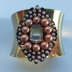 Gold Wide Bangle Bracelet